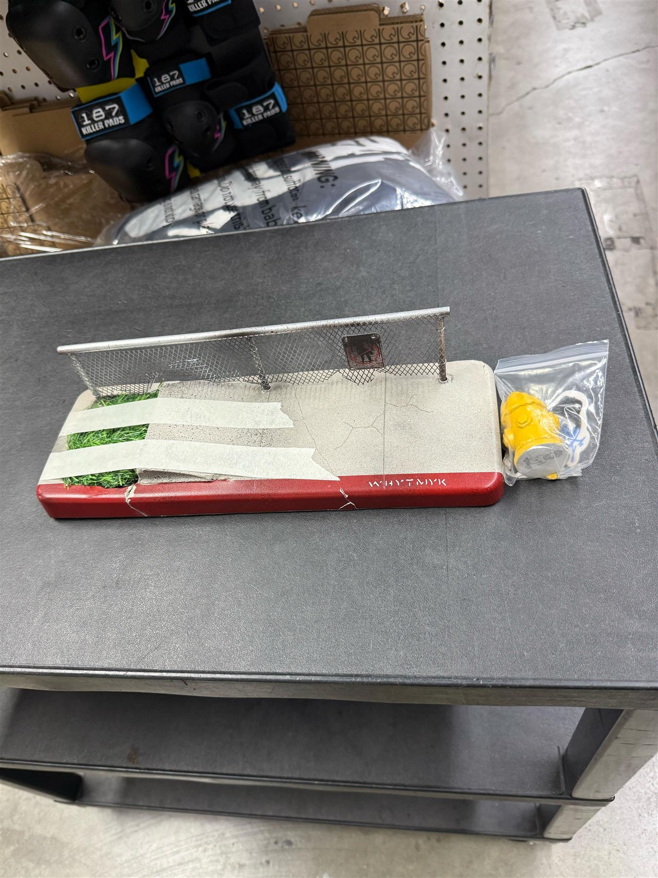 Clearance WhytMykConcrete Fingerboard Ramp - XXL Sidewalk with Grass Kicker