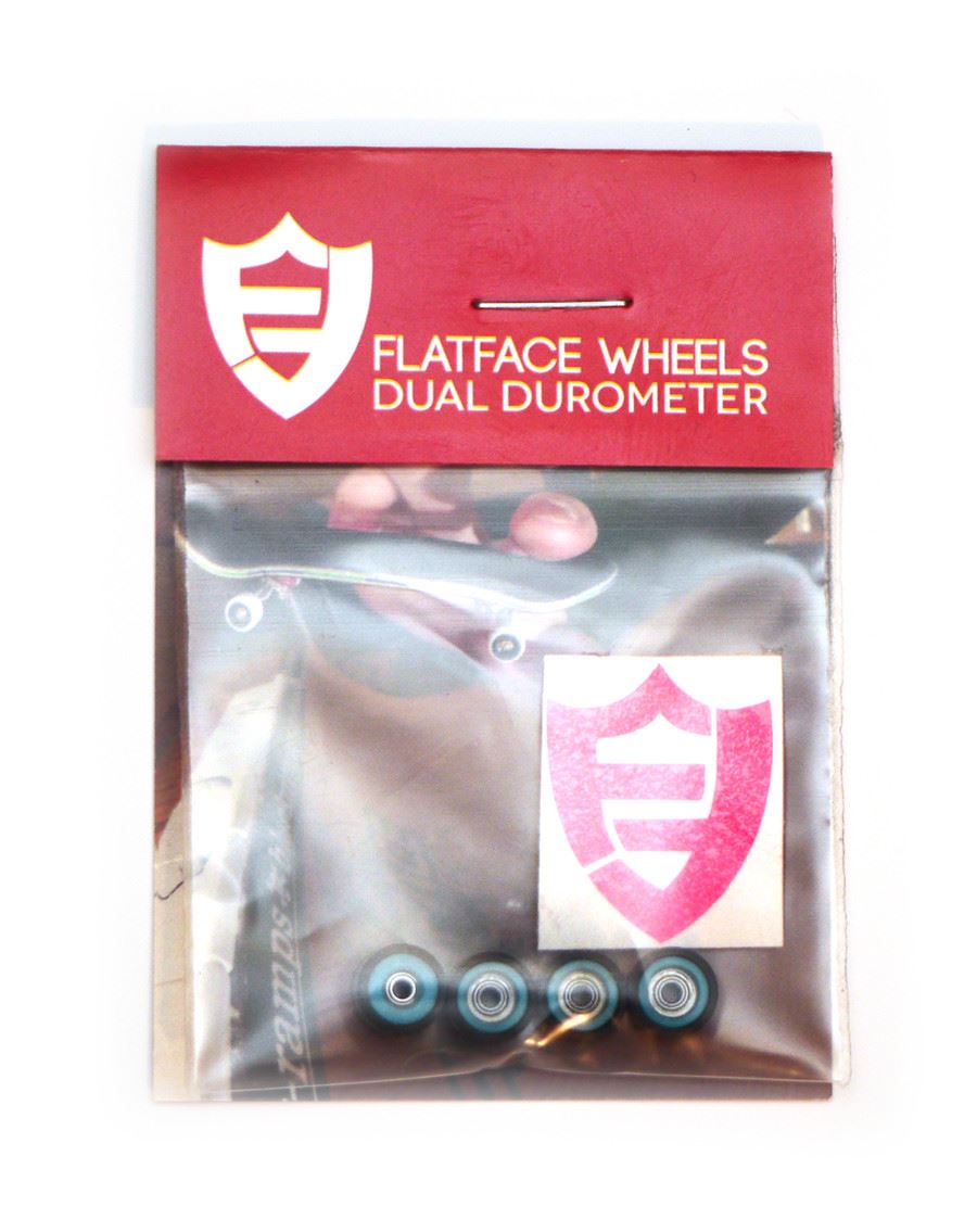 FlatFace Fingerboard Dual Durometer Bearing Wheels - Turquoise and Black