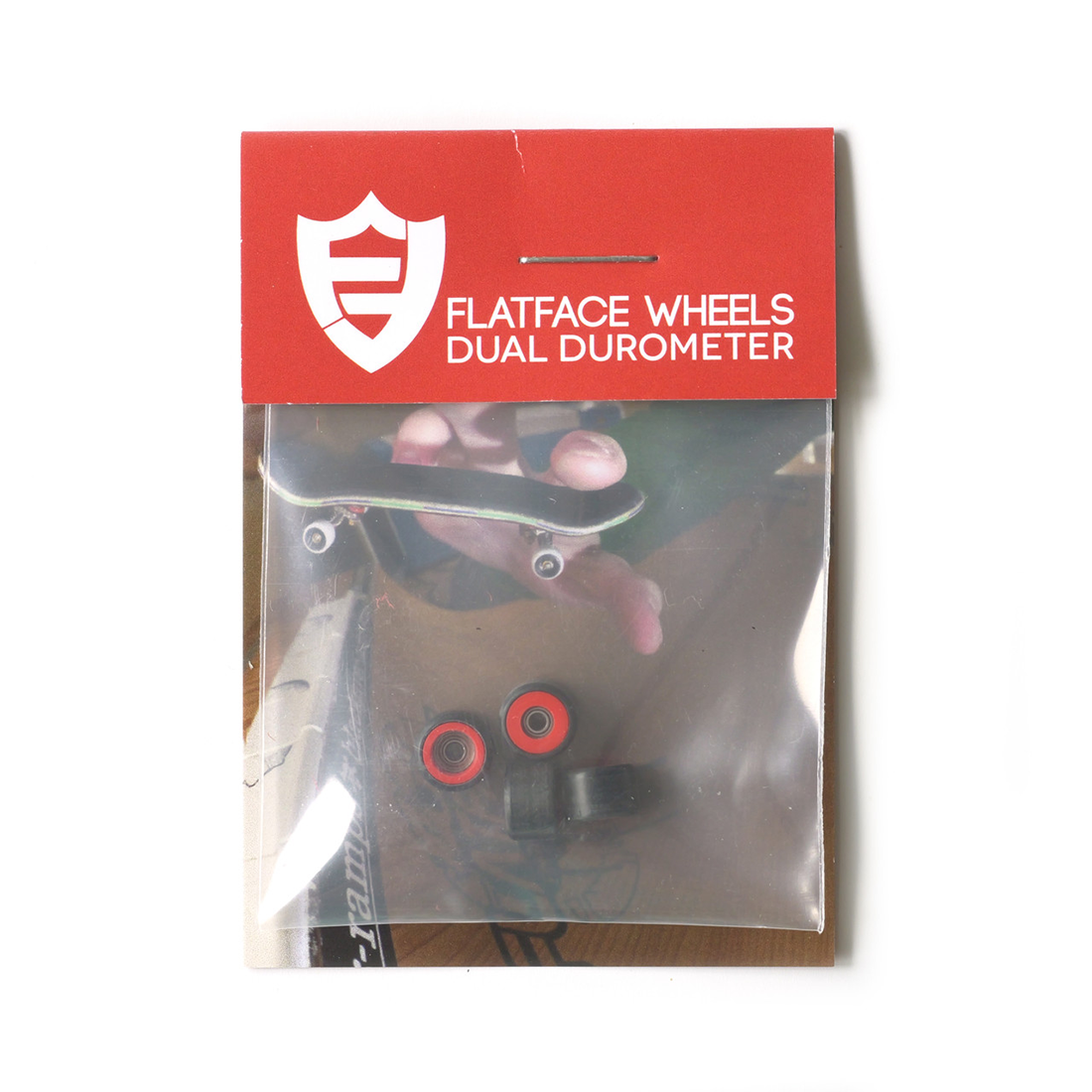 FlatFace Fingerboard Dual Durometer Bearing Wheels - Red and Black