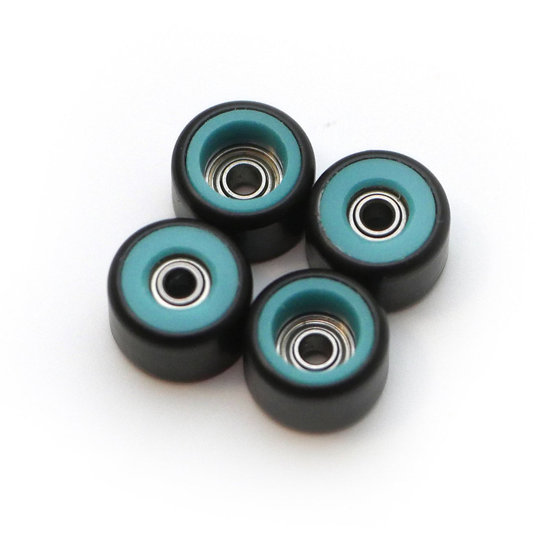FlatFace Fingerboard Dual Durometer Bearing Wheels - Black and Turquoise