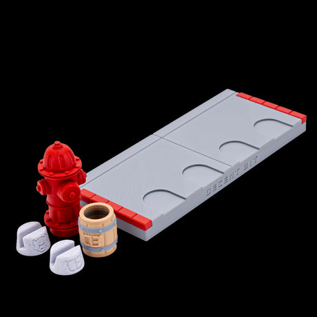 DecentBit Fingerboard Ramp - Sidewalk Stand w/Hydrant and Barrel