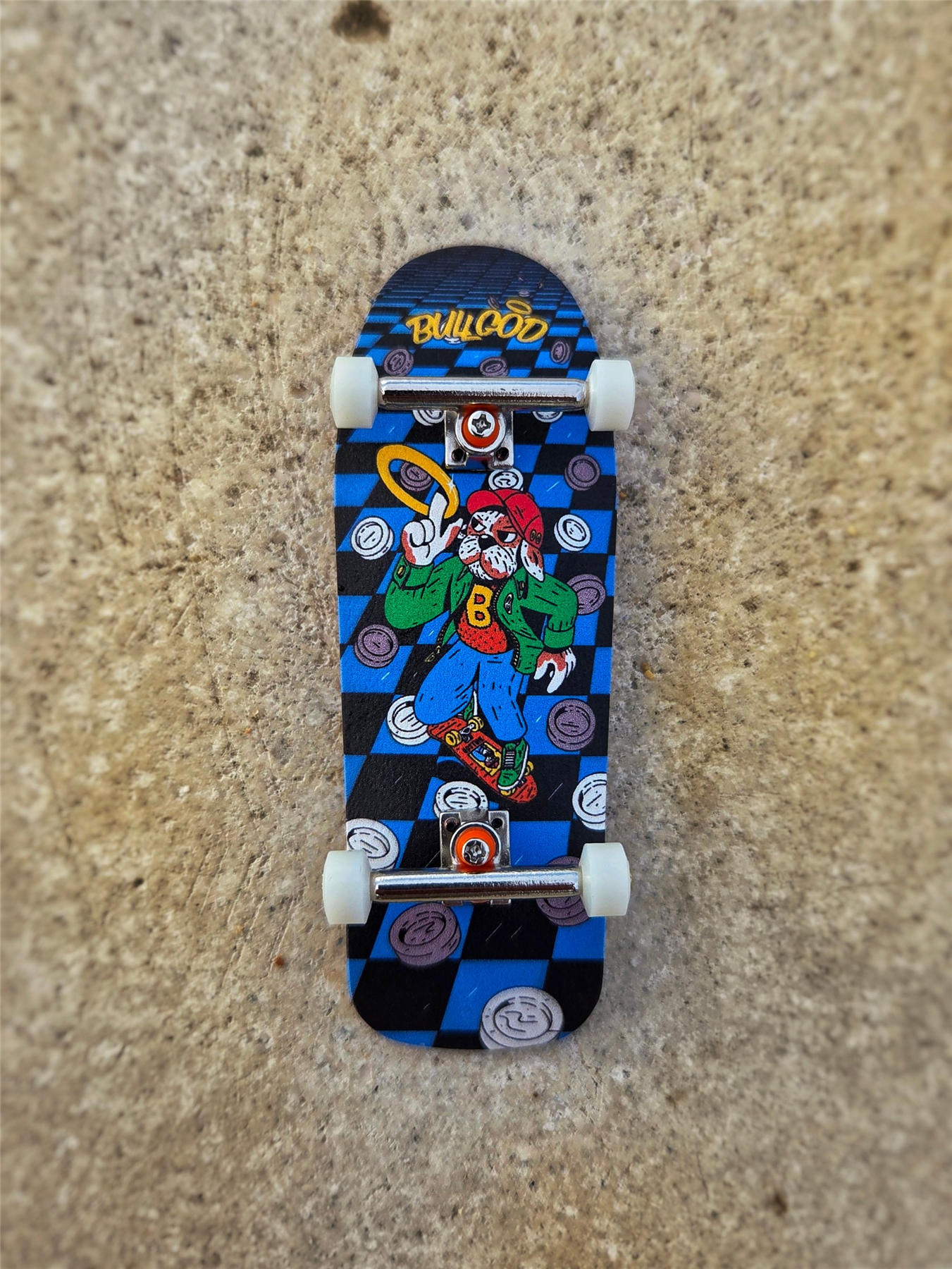 BullGod Old School Fingerboard Complete - Blue Checkers