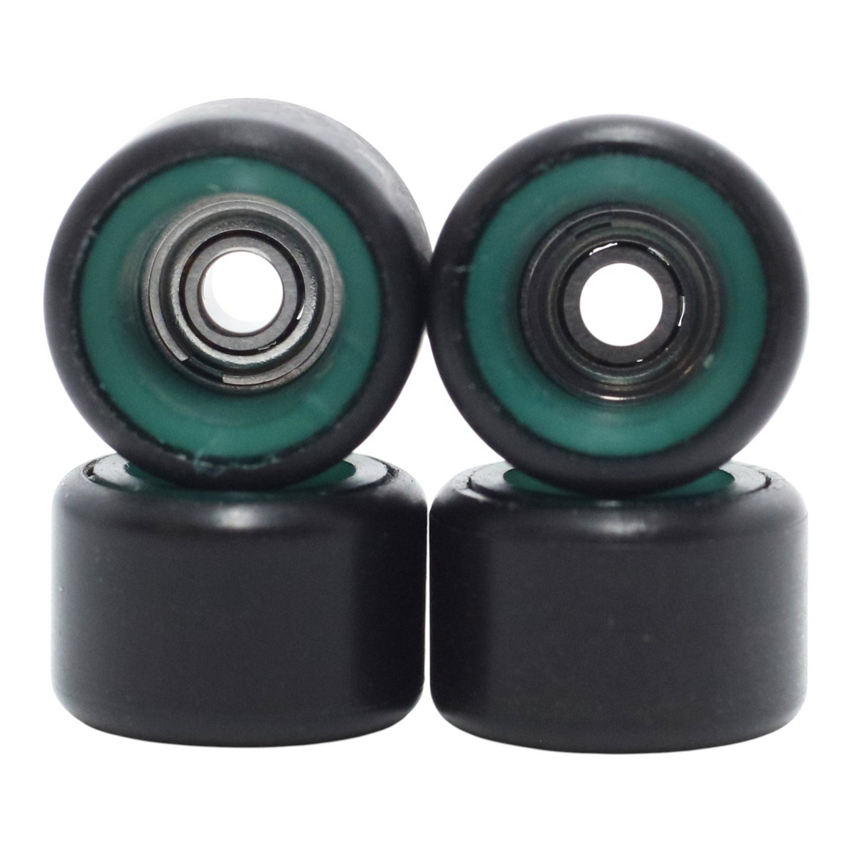 FlatFace Fingerboard Dual Durometer Bearing Wheels - Plankton Green and Black