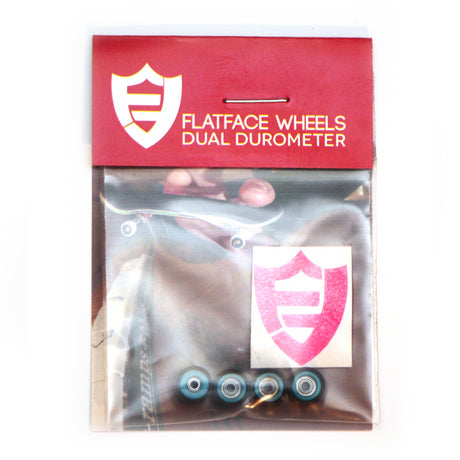 FlatFace Fingerboard Dual Durometer Bearing Wheels - Black and Turquoise