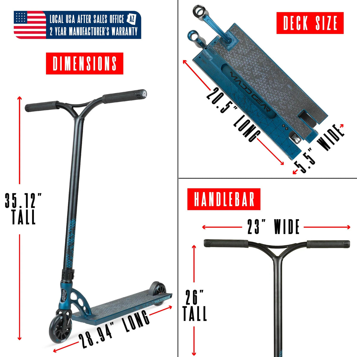 Sizing Guide for Madd Gear Origin 550 Pro Scooter