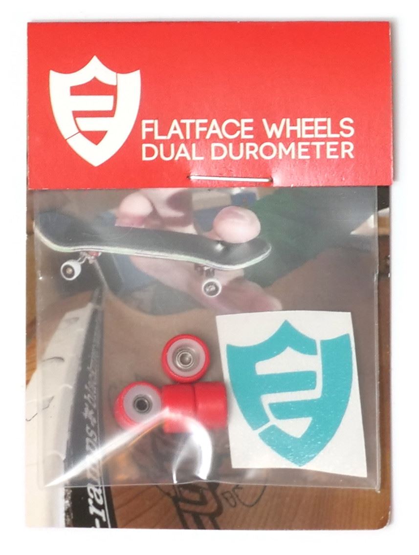 FlatFace Fingerboard Dual Durometer Bearing Wheels - White and Red