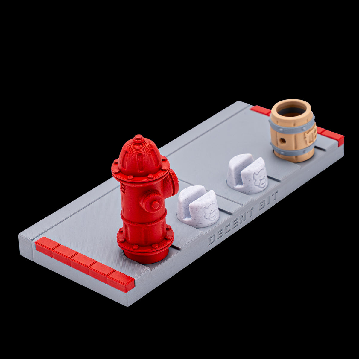 DecentBit Fingerboard Ramp - Sidewalk Stand w/Hydrant and Barrel