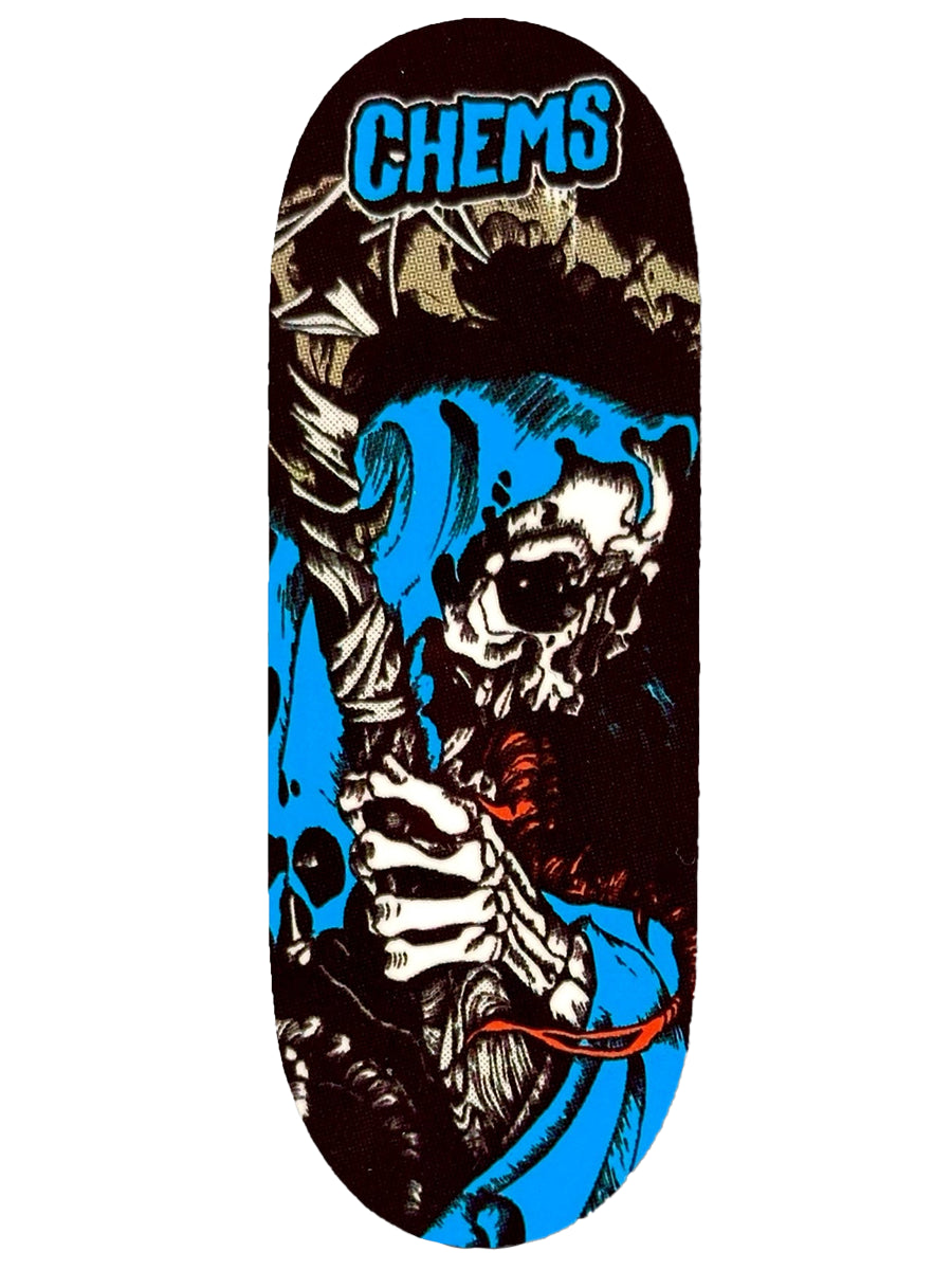 Chems Fingerboard Deck - Black and Blue Grim