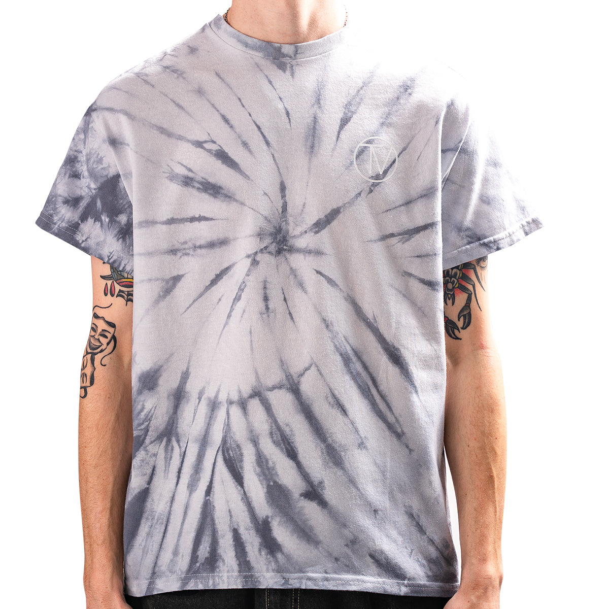 Camiseta plateada con efecto tie-dye de TV