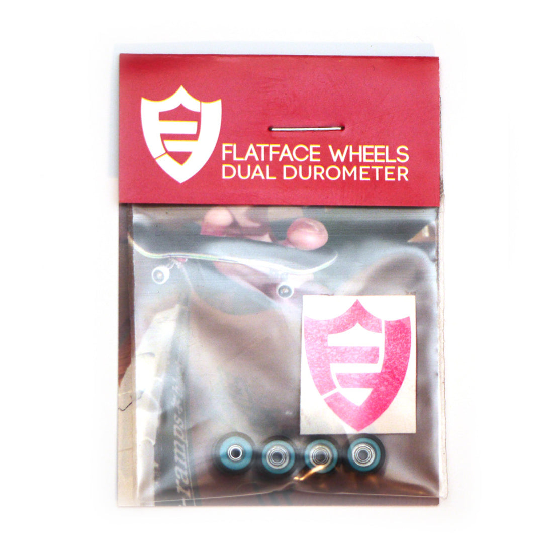FlatFace Fingerboard Dual Durometer Bearing Wheels - White and Turquoise