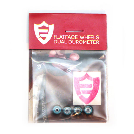 FlatFace Fingerboard Dual Durometer Bearing Wheels - White and Turquoise