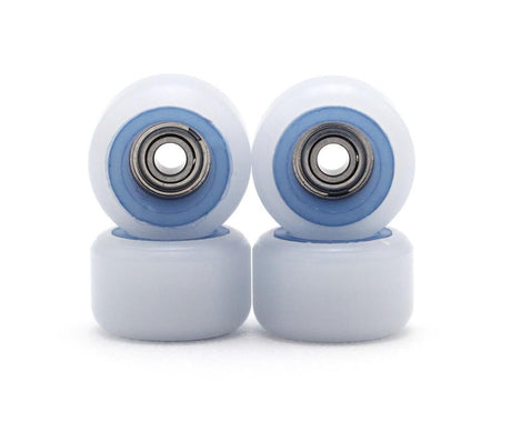 FlatFace Fingerboard Dual Durometer V2 Bearing Wheels - Blueberry and White