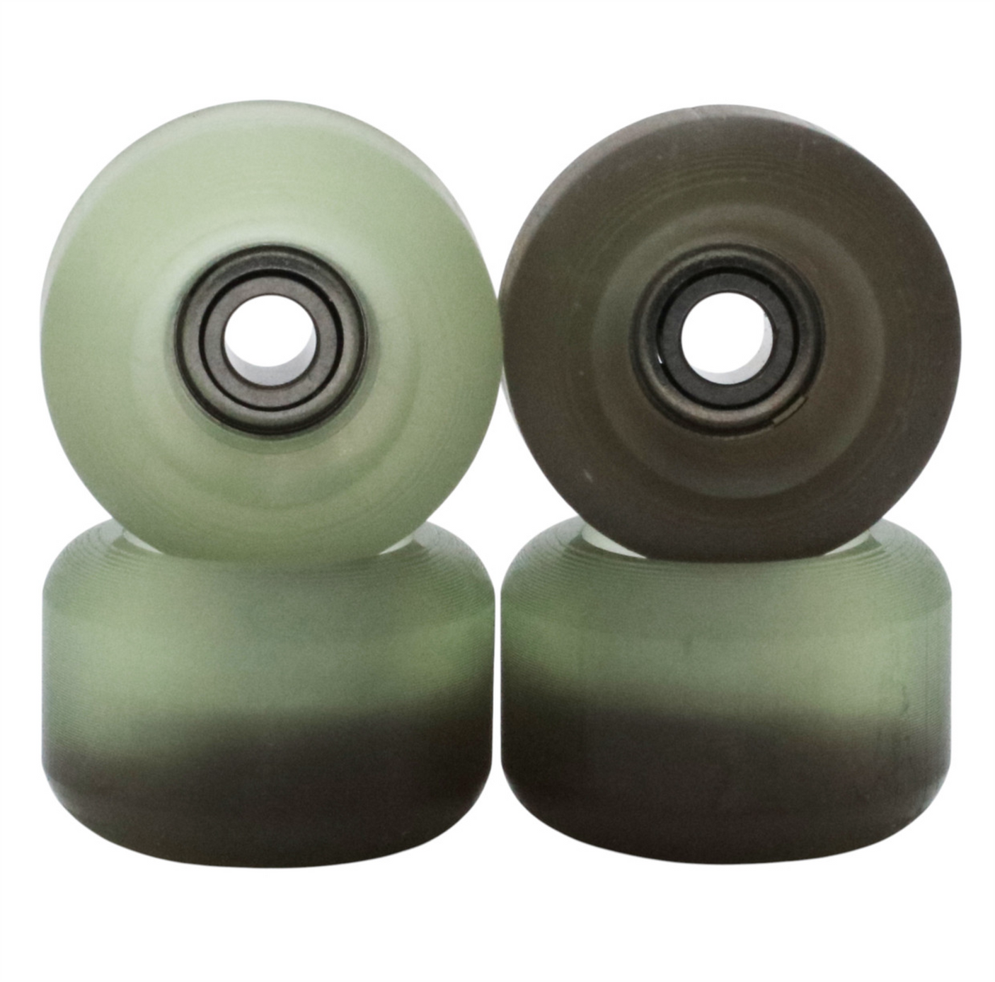Blistered x Flatface G4 72D Ultra Fingerboard Wheels - Green/Black HeatShift into Yellow