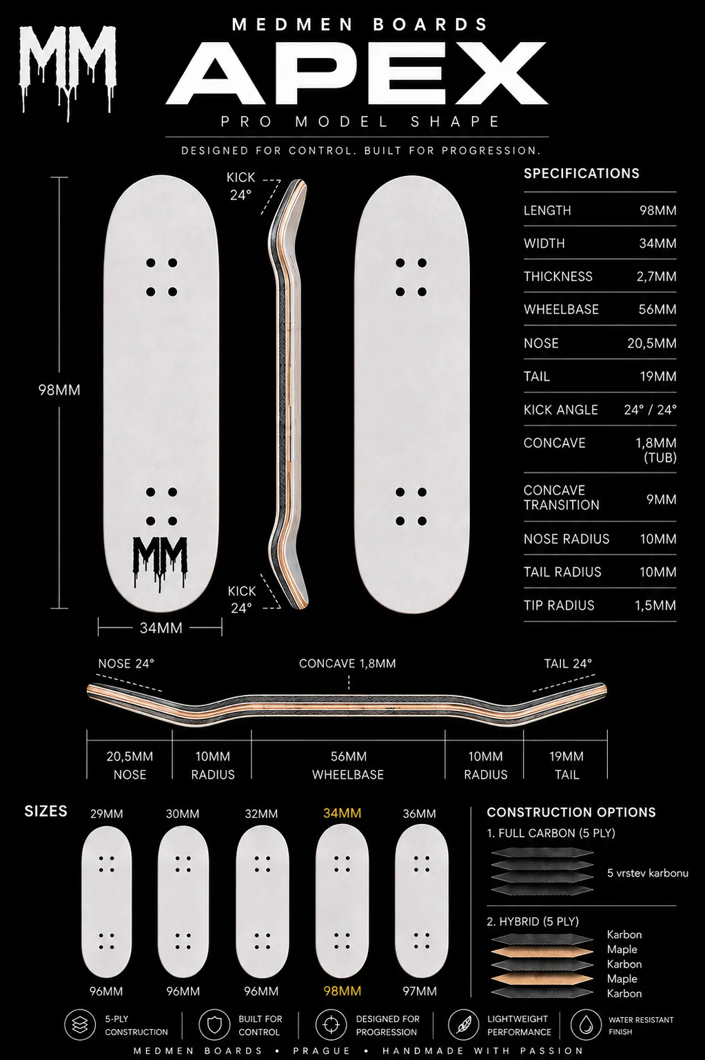 Medmen Carbon Fingerboard Deck - Midnight Purple