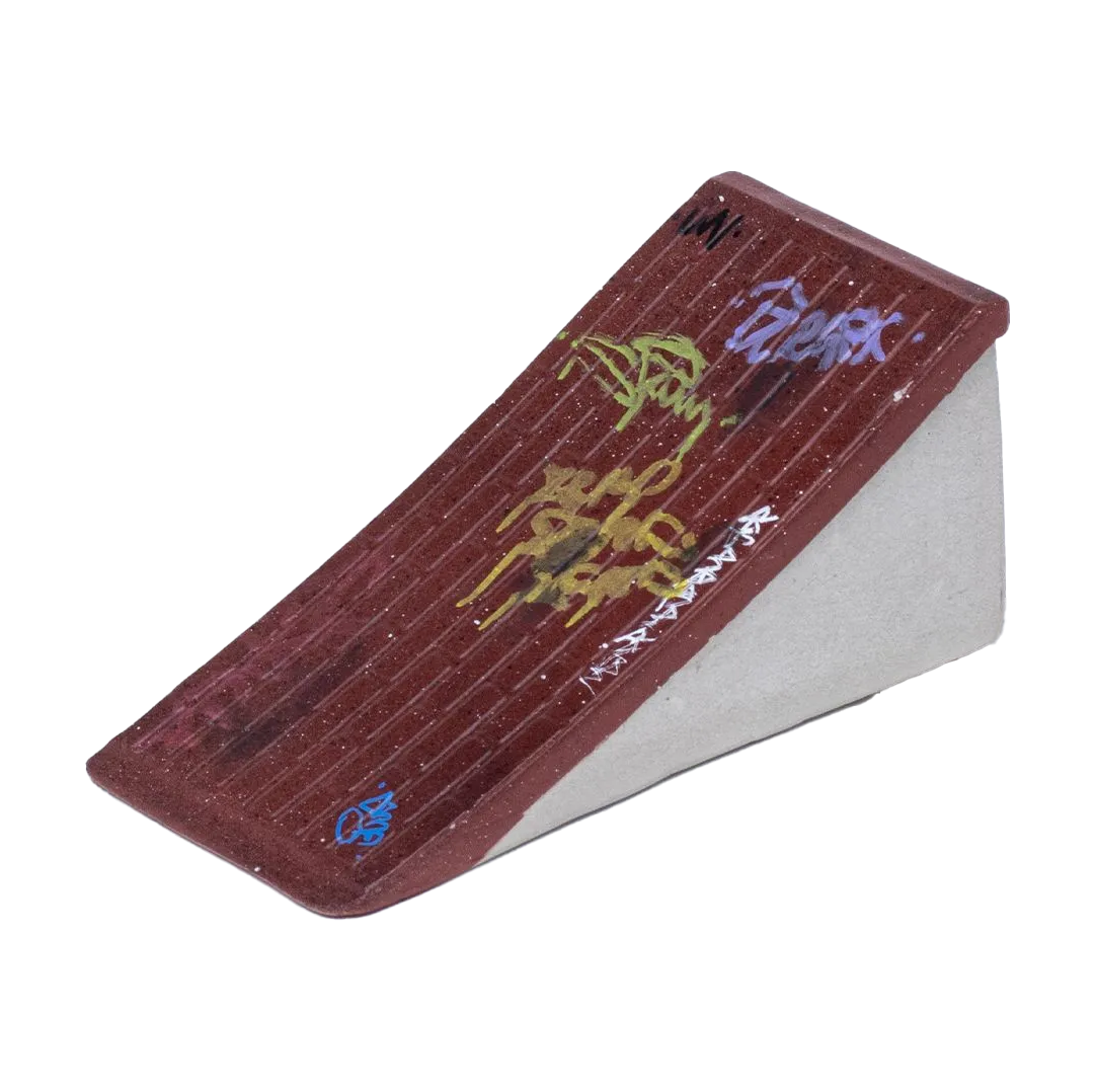 WhytMykConcrete Fingerboard Ramp - Brick Kicker w/ Grafitti